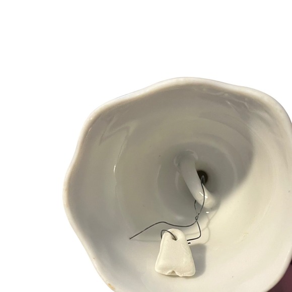 Vtg Enesco "Thought of You" Porcelain Bell White Bell Floral Gold Tip Vtg Decor - Picture 5 of 6
